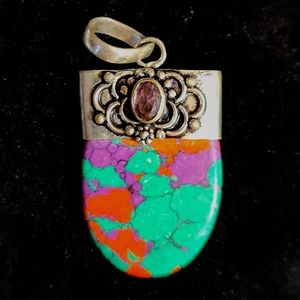 Colorful, Super-Chunky,XL, Cap Pendant/925 Sterling Silvr Plated Dot/Loop Design